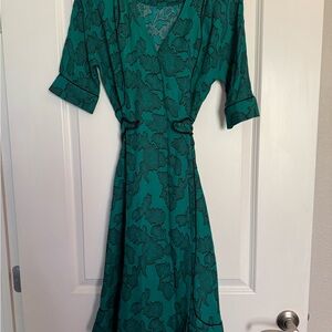 Mayle Teal and Black Midi Dress